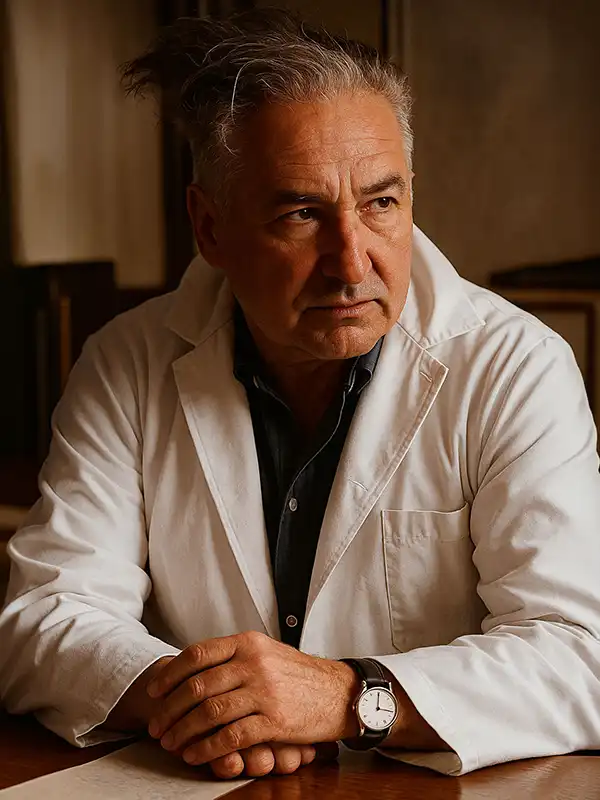 Retrato de Wilhelm Reich, psicanalista e pioneiro da psicoterapia corporal e somática.